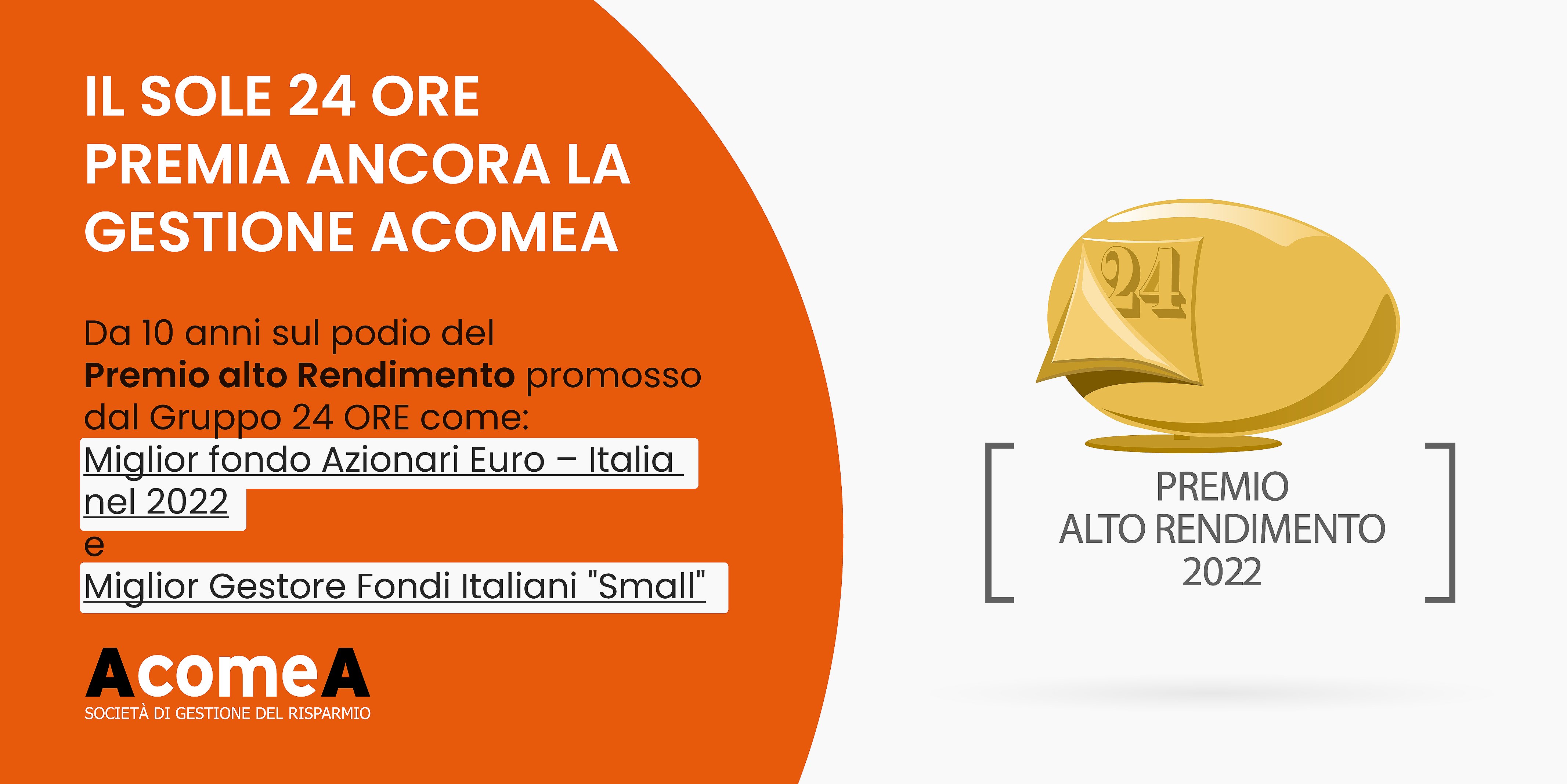 Per 10 anni di fila, AcomeA sale sul podio del Premio Alto Rendimento
